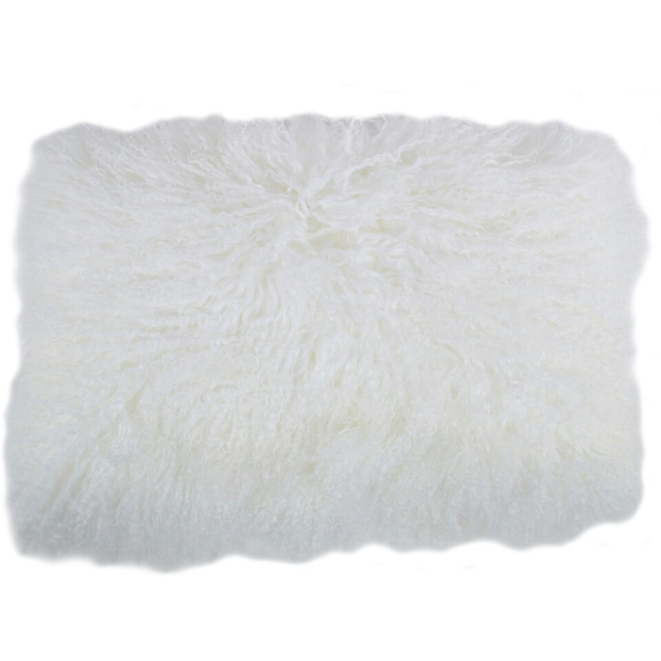 image 1 of SNUGRUGS Mongolian Sheepskin Cushion - Rectangular - 30cm x 50cm White | 30cmx50cm