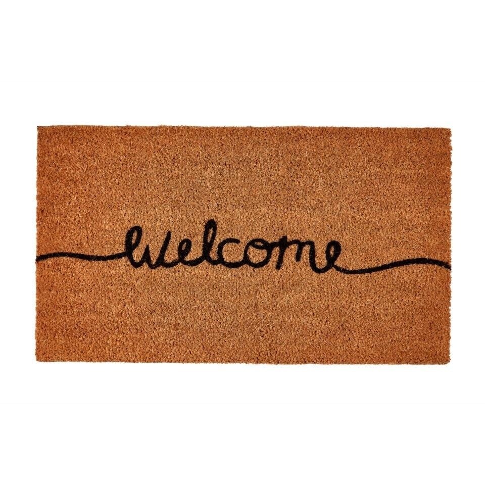 Groundsman Welcome Natural Coco Coir Door Mat - Brown/Black - 70cm x 40cm