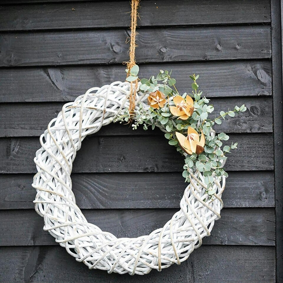 image 1 of Rattan Wreath White