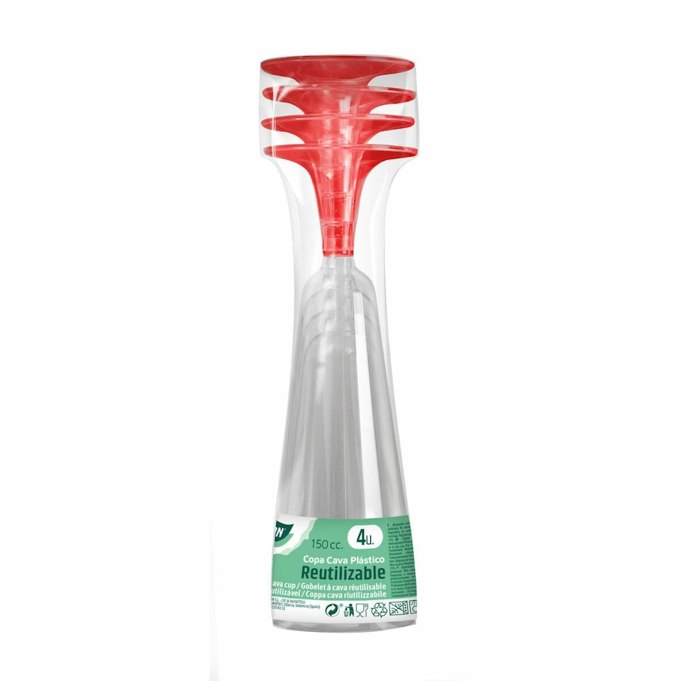 image 1 of Reusable cava glasses Algon Red 24 Units 150 ml (4 Pieces) N/A