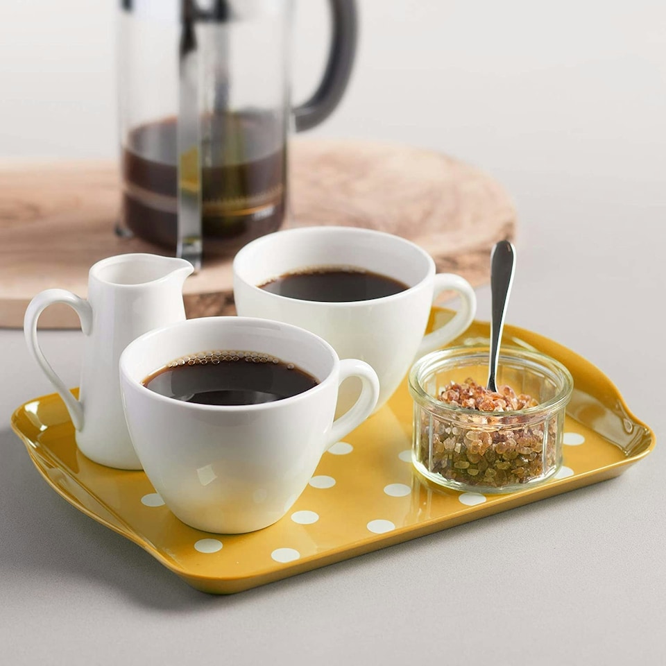 image 1 of Melamine Dotty Tray, Small Yellow | Mustard