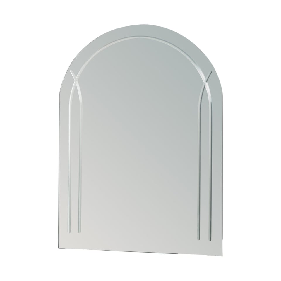 image 1 of Showerdrape Soho Arched Oval Wall Mounted Frameless Diamond Cut Bathroom Mirror 60 x 45cm | Chrome | Mirror | 1
