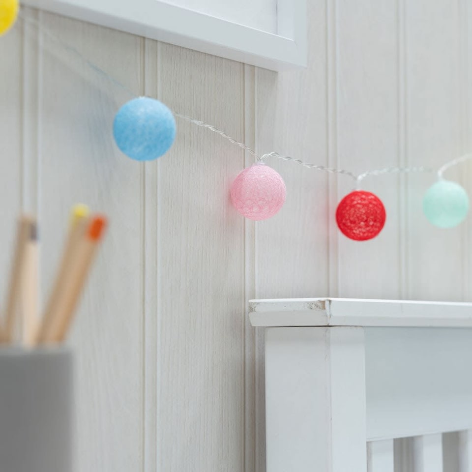 image 1 of ValueLights Set of 10 Kids Battery Powered Fairy String Lights with Cotton Balls