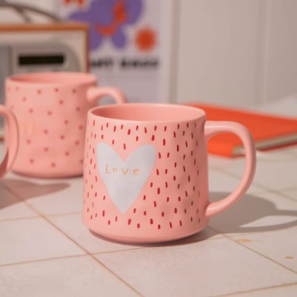 image 1 of Love Mug with Cute Heart Ceramic Mug 540ml | Pink | Mini Hearts | 540ml | 1