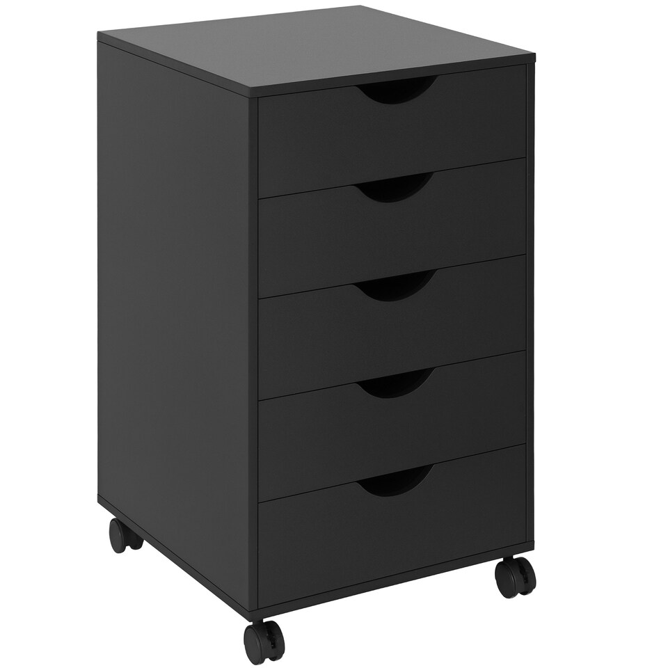 image 1 of HOMCOM Mobile Vertical Filing Cabinet with 5 Drawers for Home Office, Black