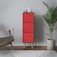 image 3 of Black 3-Tier 3-Drawer Cube Shelving Unit with Scandinavian Legs | Red | Red & Beech | 1