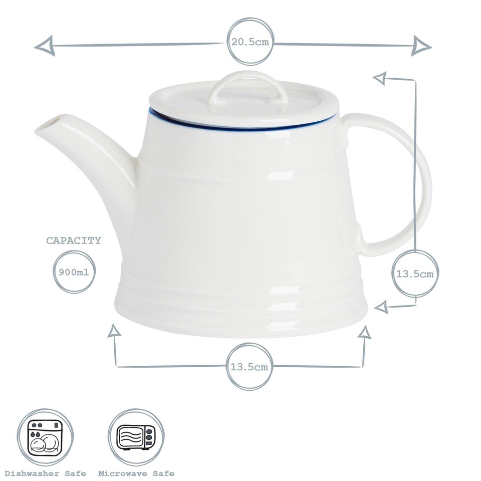 image 1 of Nicola Spring White Farmhouse Teapot - 900ml