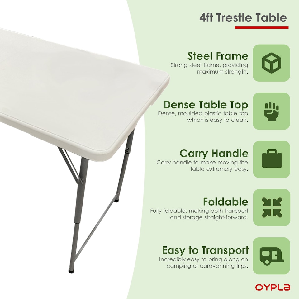 image 1 of 4ft 1.2m Folding Heavy Duty Outdoor Trestle Party Garden Table