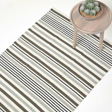 Homescapes Modern Black Grey Scandinavian Style Striped Cotton Rug - 150 x 240 cm | Grey | Black grey