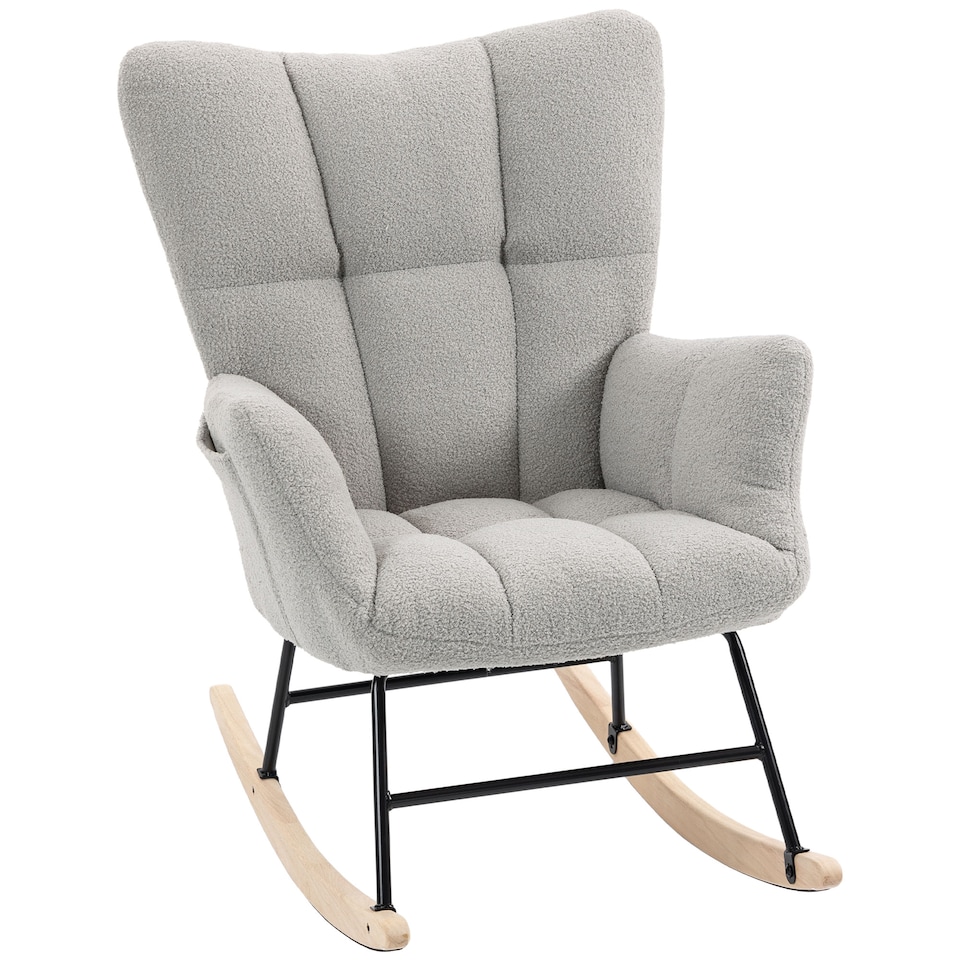 image 1 of HOMCOM Tufted Rocking Chair with Side Pockets