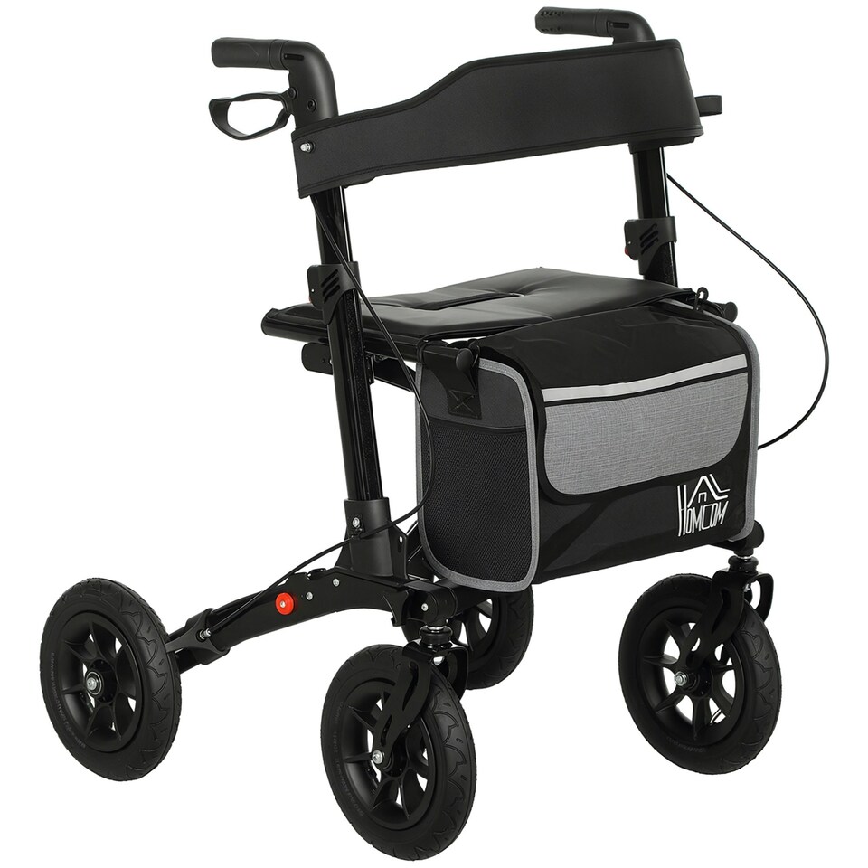 image 1 of HOMCOM Rollator Walker with Padded Seat, Backrest, All-terrain Wheels