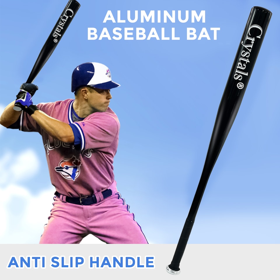 image 1 of 34" Heavy Duty Metal Baseball Bat Rounder Softball Pole Stick Stainless Steel Black
