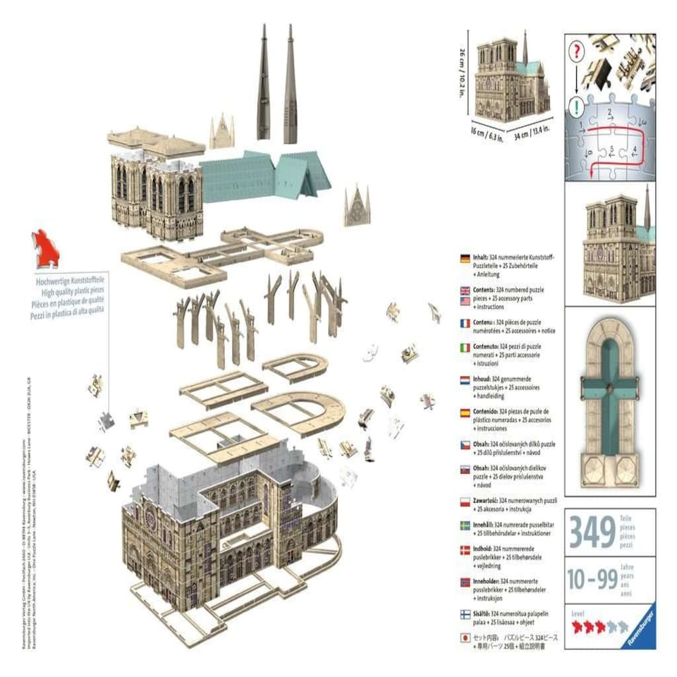 image 1 of Ravensburger Notre Dame 3D Puzzle (324 Piece)