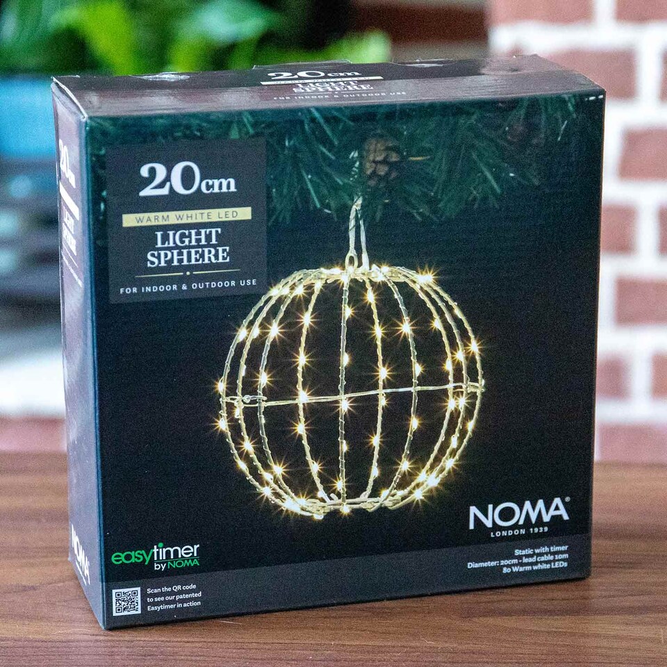 image 1 of Noma 20cm LED Wire Sphere, 80 Warm White LEDs