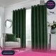 image 1 of Luxury Enhanced Living Green Velvet, Supersoft, Blackout, Thermal Pair of Curtains with Eyelet Top - 66 x 54 inch (168x137cm)