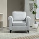 image 7 of HOMCOM Armchair, Upholstered Accent Chair, Occasional Fireside Chair with Back Pillow and Rubber Wood Legs, Single Sofa for Living Room, Reading Room, Light Grey