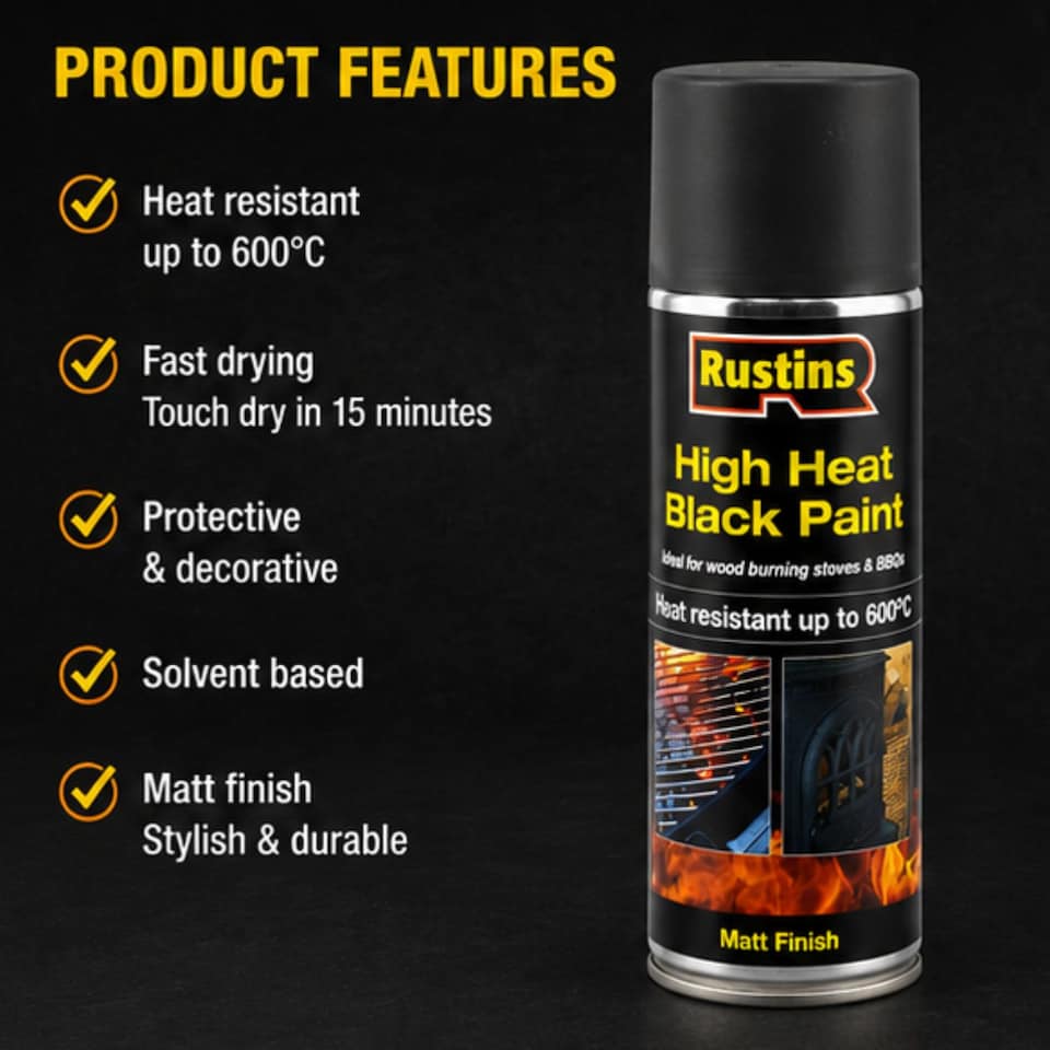 image 1 of Rustins High Heat Black Paint 400ml Aerosol