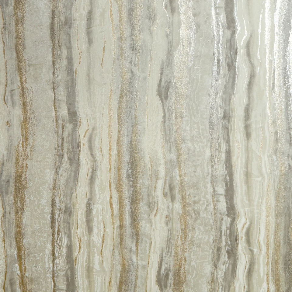 image 1 of Oslo Wallpaper in Cream and Light Brown with Gold Metallic | Brown | Brown, Cream, Gold | 53cm x 10m