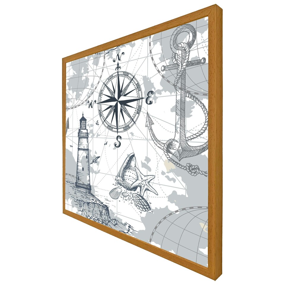 image 1 of Compass & map (Picture Frame) Grey | L