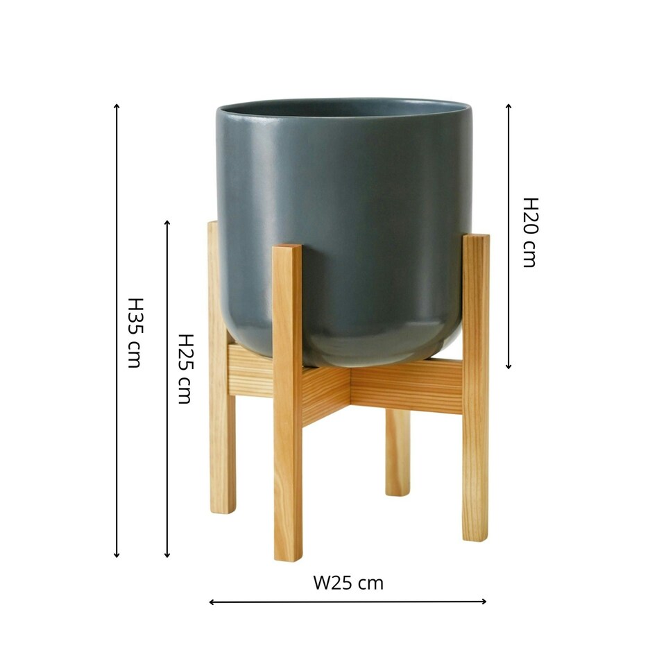 image 1 of Lisbon Pot and Stand - Ceramic - D26 cm - White | White