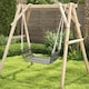 image 5 of COSTWAY Patio Swing Bench Backless Rattan w/Hanging Ropes Black