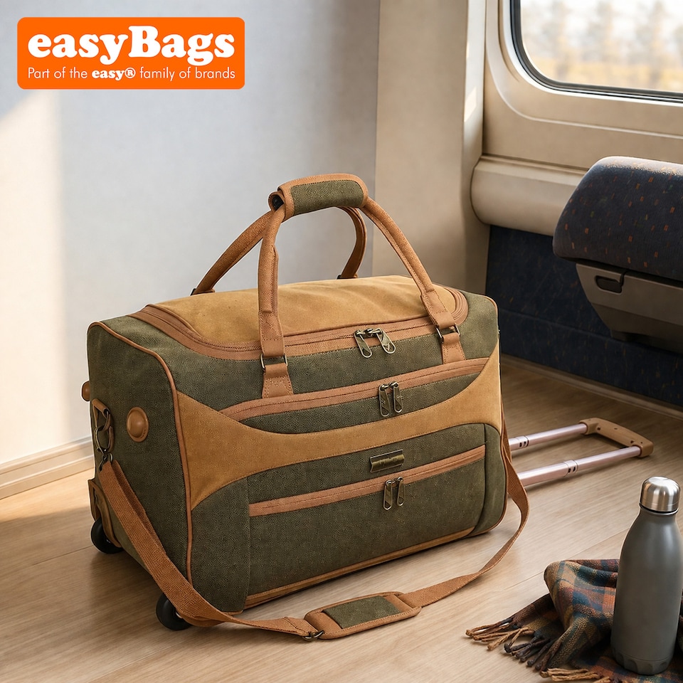 image 1 of XL 30 inch Wheeled Holdall Faux Leather Suede Travel Suitcase Bag