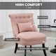 image 3 of HOMCOM Fabric Single Sofa Upholstered with Pillow Wood Leg Pink Pink
