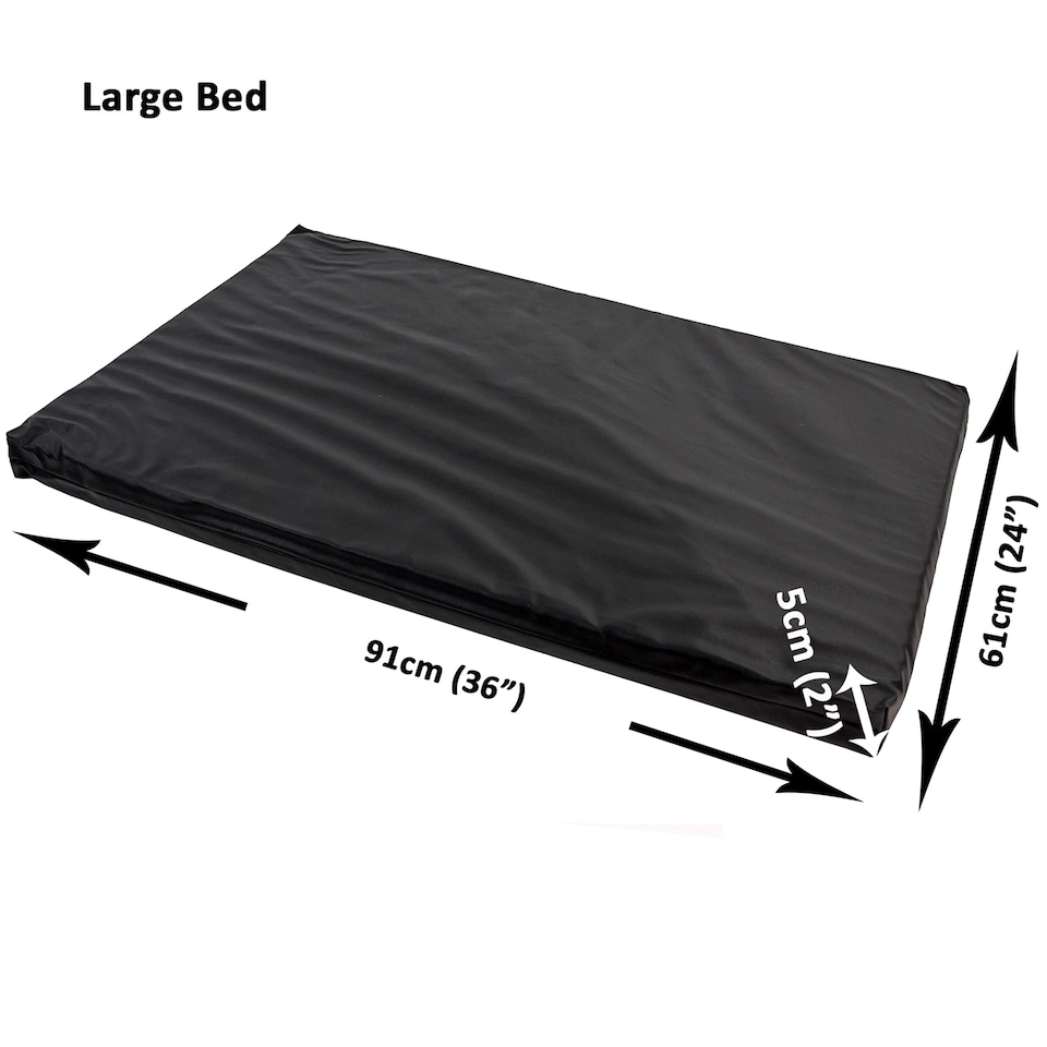 image 1 of Actiaspet Heavy Duty Waterproof Dog Crate Bed with Hard Wearing 1000D Polyester Faux Leather Outer (Black, Large)