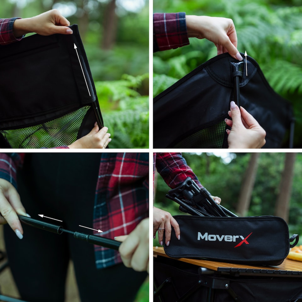 image 1 of MoverX Ultra Lightweight High Back Camping Chair, Foldable Garden Outdoor Picnic BBQ Festival Camp Chairs - Pack of 4
