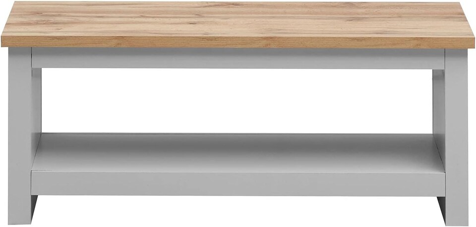 image 1 of Lisbon Grey and Oak Coffee Table With Open Shelf Storage
