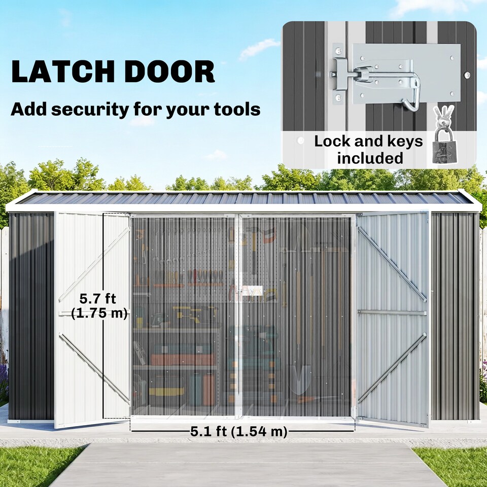 image 1 of Outsunny Outdoor Garden Storage Shed Steel Tool Storage Box for Backyard Grey | Grey