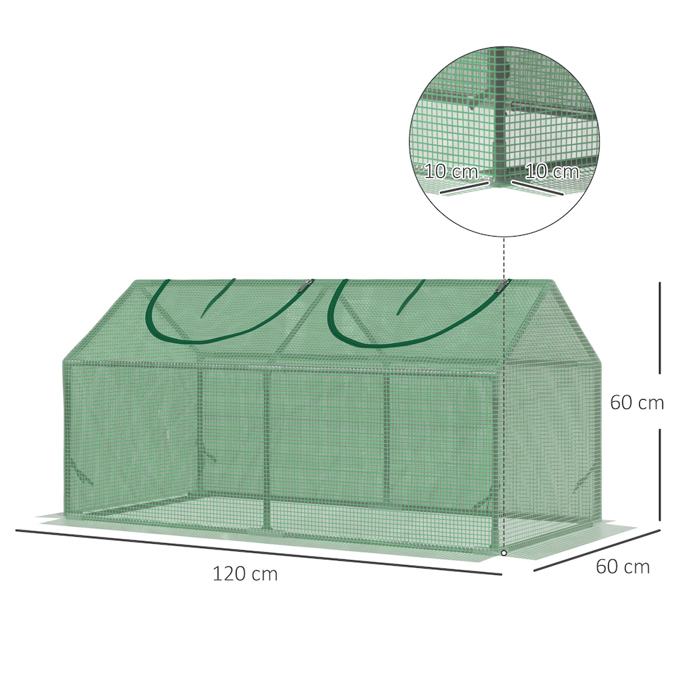 image 1 of Outsunny Greenhouse Plants Foil Tomato Vegetable House W/ 2 Windows Green | Green