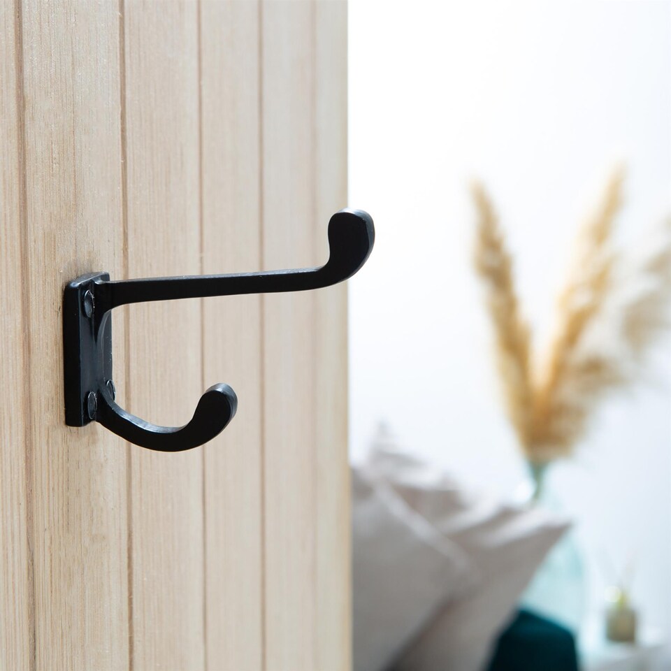 image 1 of Hammer & Tongs Rectangular Plate Rounded Hat & Coat Hook - W30mm x H85mm - Black