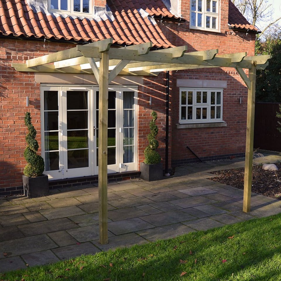 image 1 of Wall Mounted Garden Pergola - Wood - L360 x W480 x H270 cm - Light Green