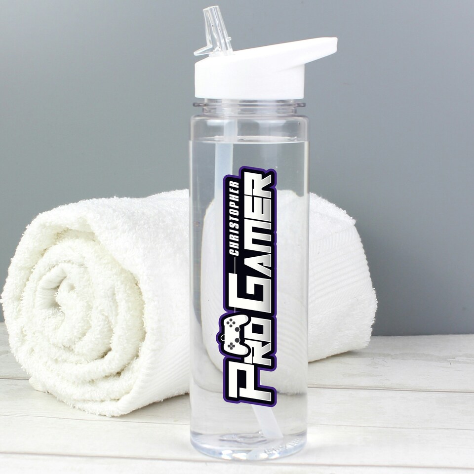 image 1 of Personalised Pro Gamer Water Bottle Clear | One Size