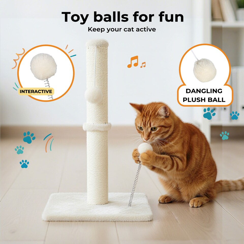 image 1 of Skylos 54cm Cat Scratching Post Natural Sisal Heavy Duty Scratcher Ball