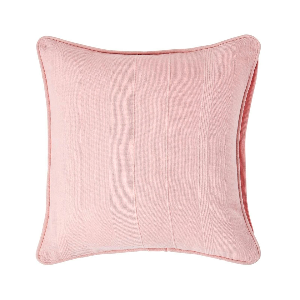image 1 of Homescapes Cotton Rajput Ribbed Pink Cushion Cover - 60 x 60 cm Pink