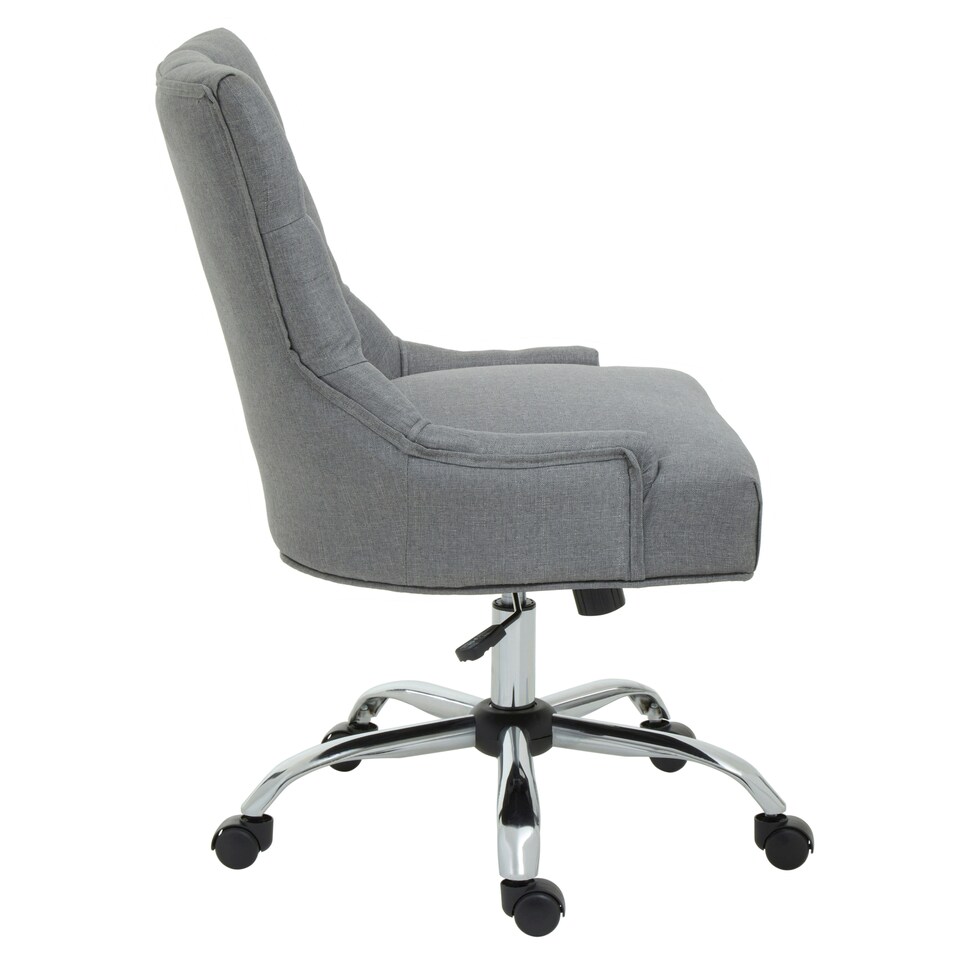 image 1 of Interiors by Premier Grey Fabric and Chrome Base Home Office Chair Grey