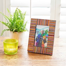 Dhari Multicoloured Stripe Papri Wood Photo Frame