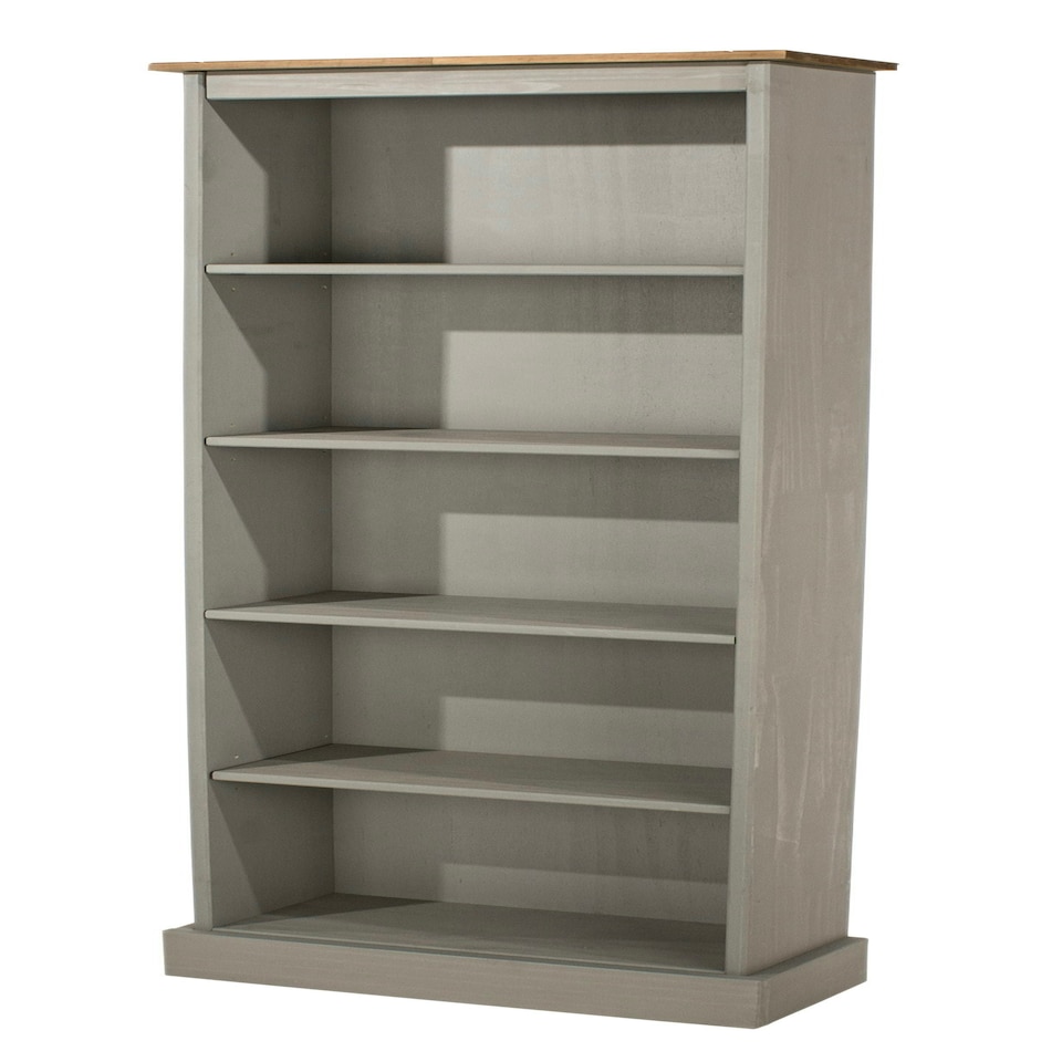image 1 of Core Products Premium Corona Grey Tall Narrow Bookcase, Grey Wax & Antique Wax Top H176.0cm x W46.0cm x D20.0cm Grey