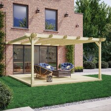 Wall Mounted Double Premium Pergola and Decking Kit - Wood - L240 x W240 x H270 cm - Light Green