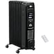 image 1 of HOMCOM 2000W Digital Oil Filled Radiator, 9 Fin, Portable Electric Heater with LED Display, 24-Hour Timer, 3 Heat Settings, Safety Cut-Off and Remote Control, Black