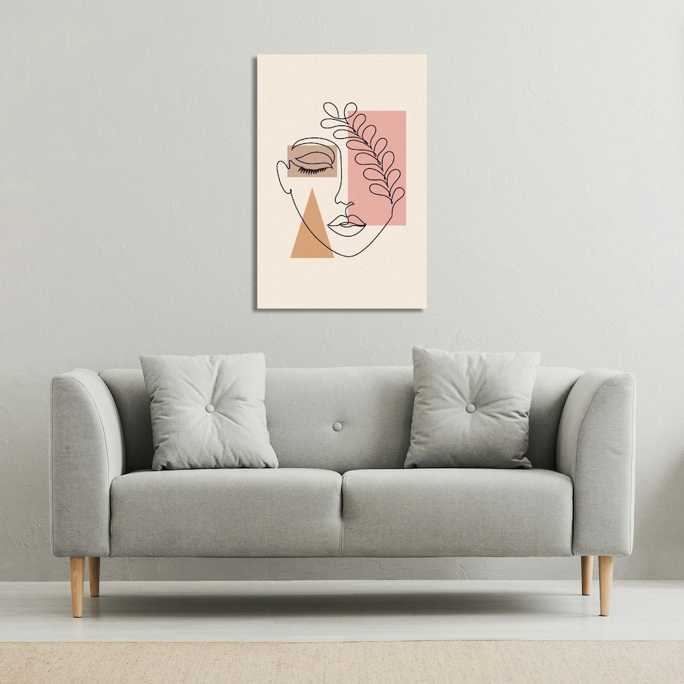 image 1 of minimal line drawing of womans face (Canvas Print) 127 x 101 x 4cm