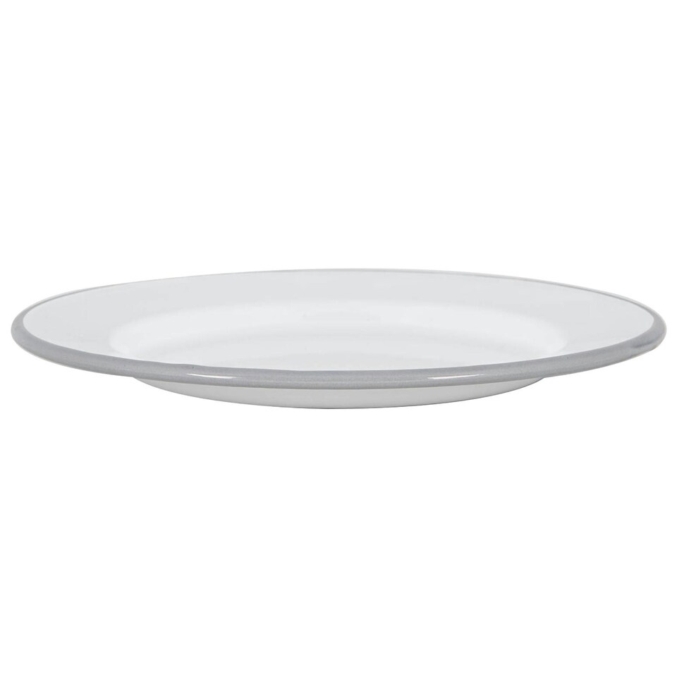 image 1 of Argon Tableware White Enamel Dinner Plates - 25.5cm - Grey - Pack of 6 Grey