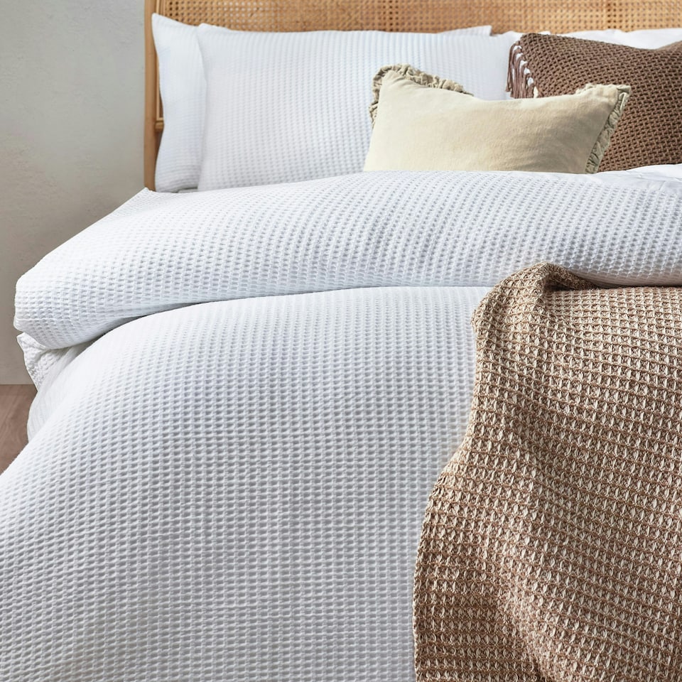 image 1 of Yard Chunky Waffle 100% Cotton Double Duvet Cover Set