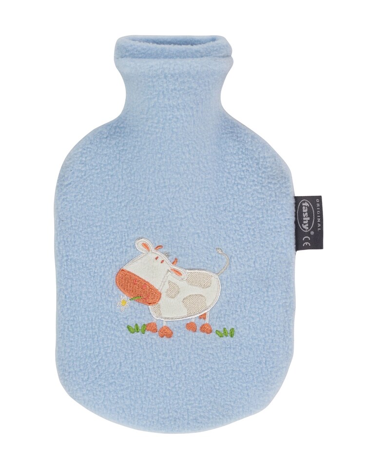 Fashy 0.8 Litre Hot Water Bottle with Animal Fleece Cover