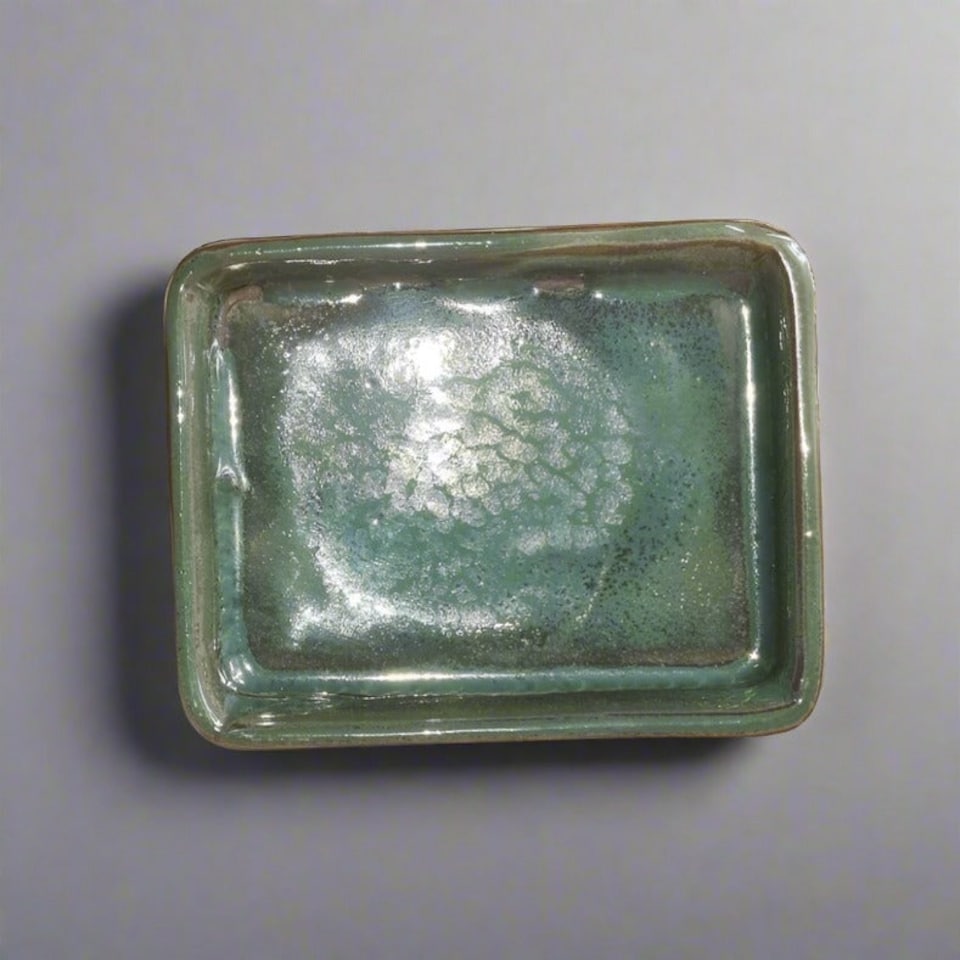 Yorkshire Bonsai 12cm Glazed Drip Tray Rectangle Green