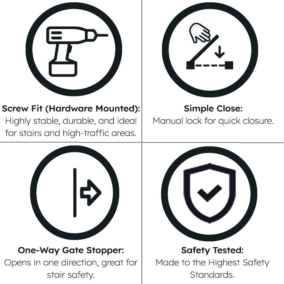 image 1 of Safetots Top of The Stairs Screw Fitted Stair Gate, Natural Wooden, 63.5cm - 105.5cm, Wood Baby Gate, Safety Gate | Cream | 1