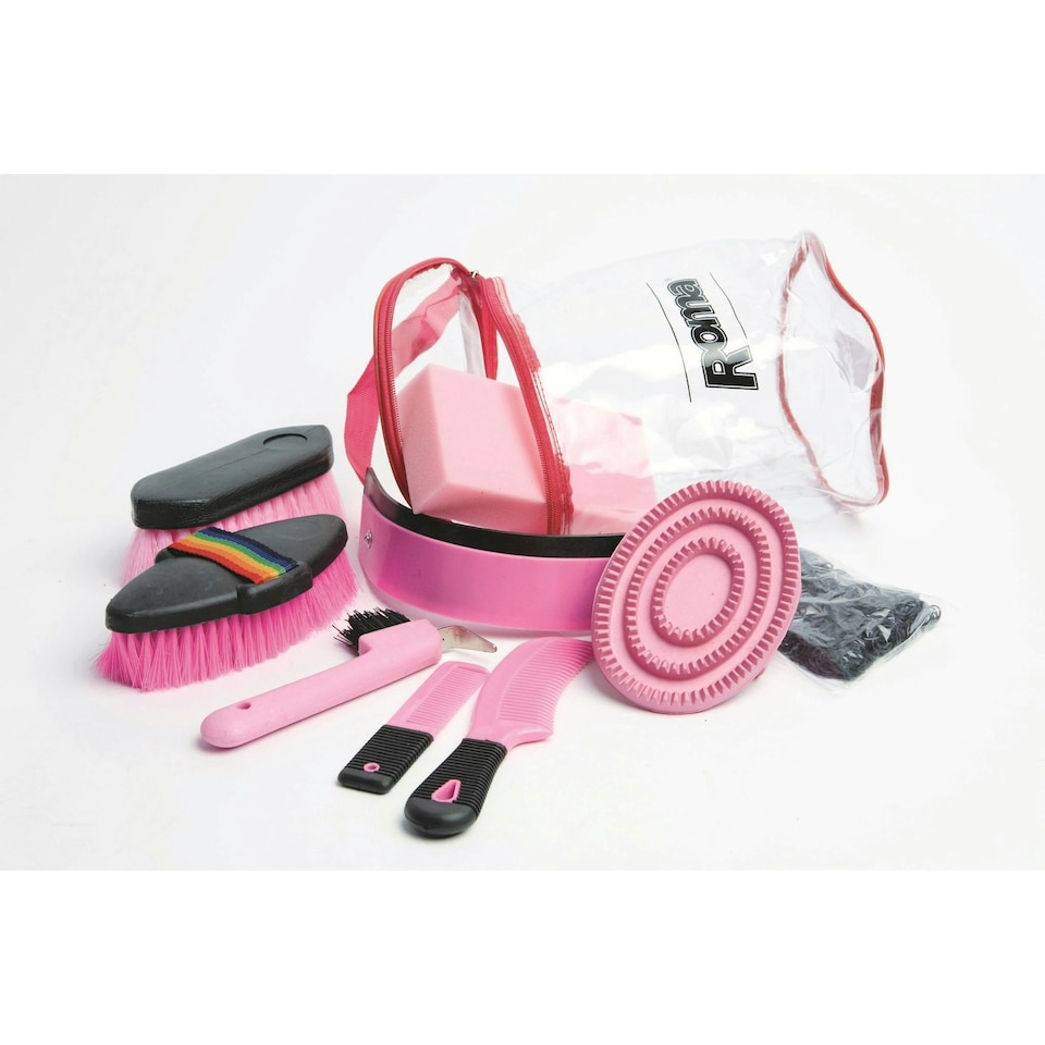Roma 9 Piece Cylinder Grooming Kit - Pink - One Size