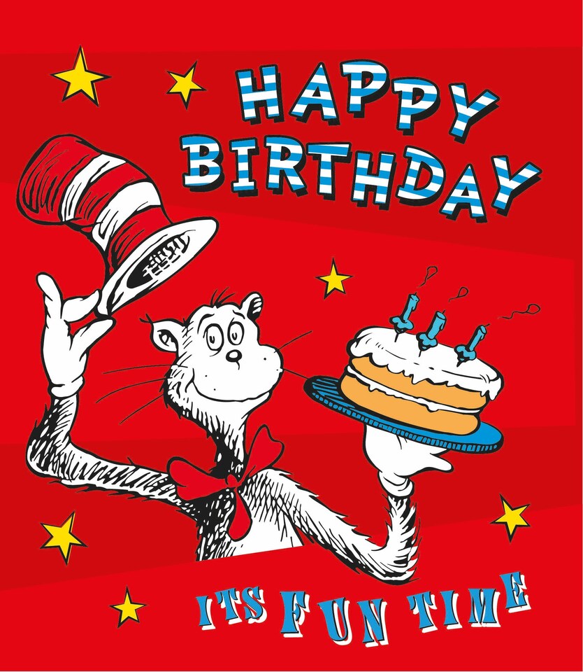 image 1 of Dr Seuss Cat in the Hat Birthday Card